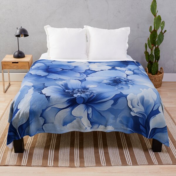 Item preview, Elegant Sapphire Blooms: Airbrushed Floral Artwork designed and sold by inkArtistryfine.