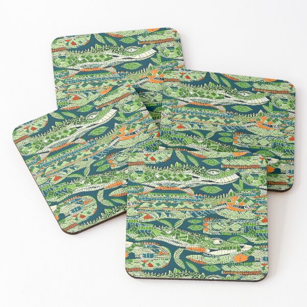 Item preview, Geometric Green Crocodiles Pattern designed and sold by Geonimalia.
