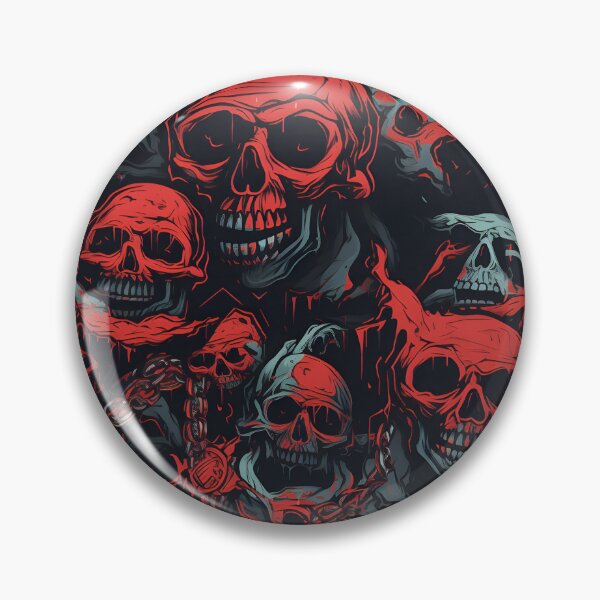 Item preview, Chilling Depths: Crimson and Noir Skulls with Chains Artwork designed and sold by inkArtistryfine.
