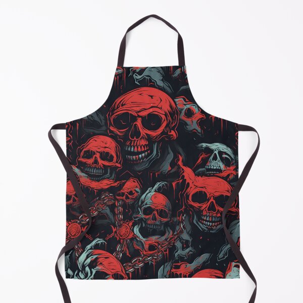 Item preview, Chilling Depths: Crimson and Noir Skulls with Chains Artwork designed and sold by inkArtistryfine.