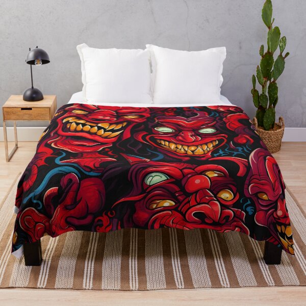 Item preview, Vibrant Demonic Faces in Fiery Tones Art designed and sold by inkArtistryfine.