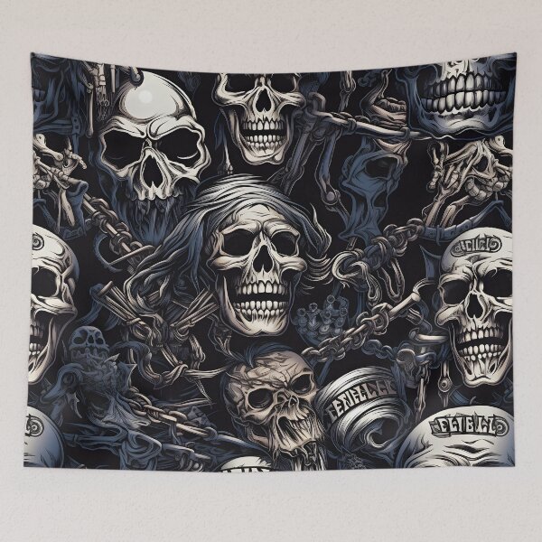 Item preview, Gothic Reverie: Intricate Skull and Chains Dark Artwork designed and sold by inkArtistryfine.