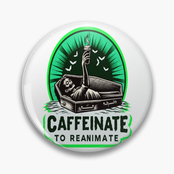 Artikelvorschau, Koffein zur Wiederbelebung – Zombie-Sargkaffee – dunkelgrünes Design entworfen und verkauft von MegaDirt.