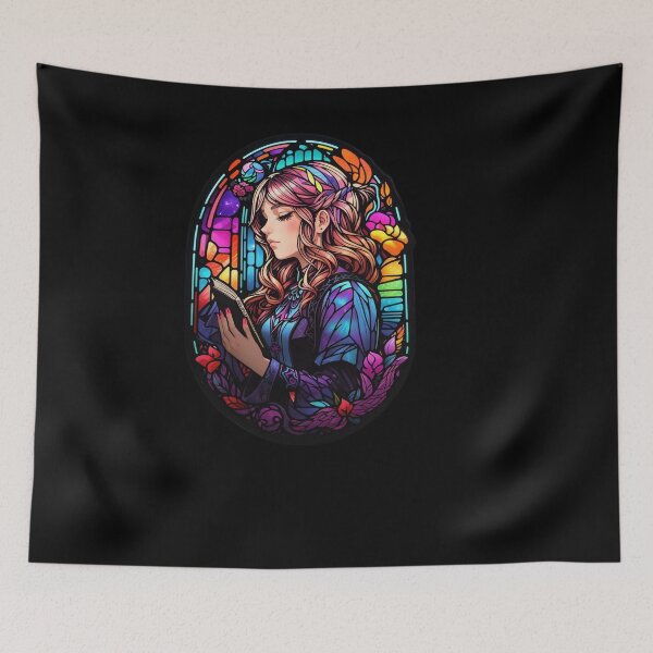 Item preview, Stained Glass Book Aesthetic, Girl Reading Book designed and sold by Desfix.