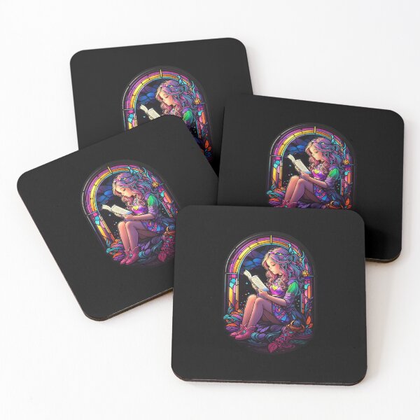 Item preview, Stained Glass Book Aesthetic, Girl Reading Book designed and sold by Desfix.