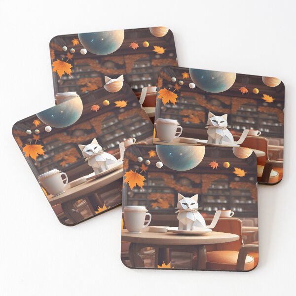Item preview, Origami Kitty Coffee Shop in the Fall designed and sold by HalluciGenetics.