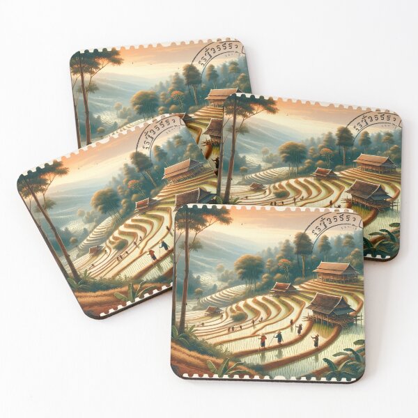 Item preview, Laotian Rice Terraces at Sunrise designed and sold by MokkaCattern.