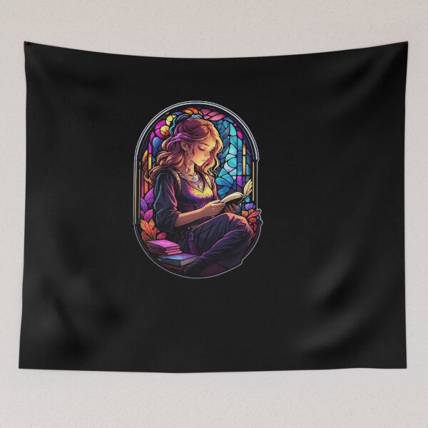 Item preview, Stained Glass Book Aesthetic, Girl Reading Book designed and sold by Desfix.