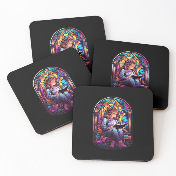 Item preview, Stained Glass Book Aesthetic, Girl Reading Book designed and sold by Desfix.