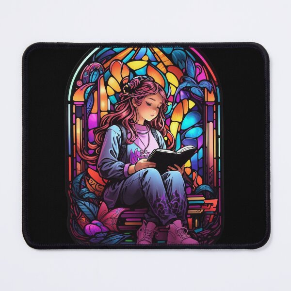 Item preview, Stained Glass Book Aesthetic, Girl Reading Book designed and sold by Desfix.