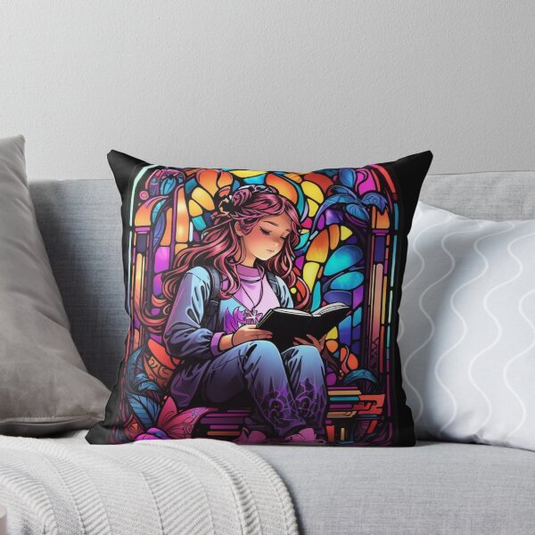 Item preview, Stained Glass Book Aesthetic, Girl Reading Book designed and sold by Desfix.