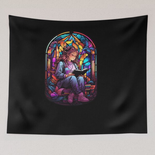 Item preview, Stained Glass Book Aesthetic, Girl Reading Book designed and sold by Desfix.