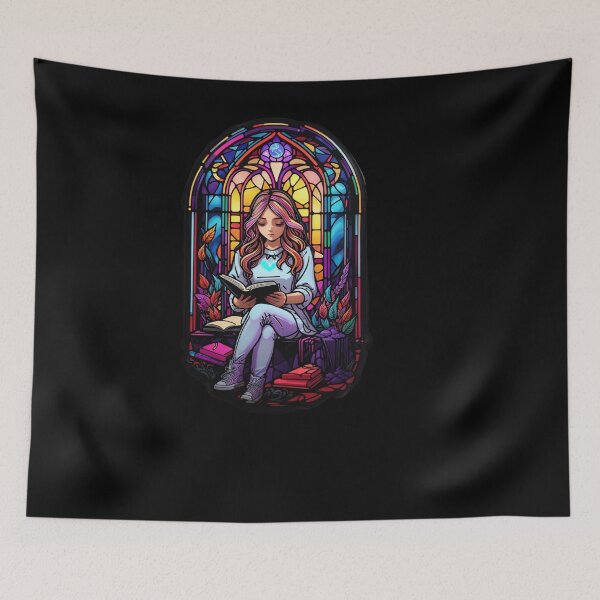 Item preview, Stained Glass Book Aesthetic, Girl Reading Book designed and sold by Desfix.