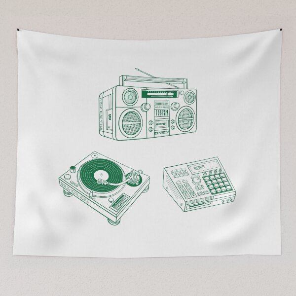 Item preview, Boombox, Beat Maker, Turntable (Cadmium Green Lines) Analog / Music designed and sold by analogdigitalvz.