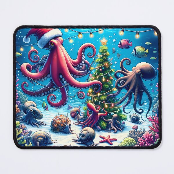 Item preview, Underwater Christmas Festivities with Octopuses designed and sold by MokkaCattern.