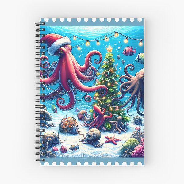 Item preview, Underwater Christmas Festivities with Octopuses designed and sold by MokkaCattern.
