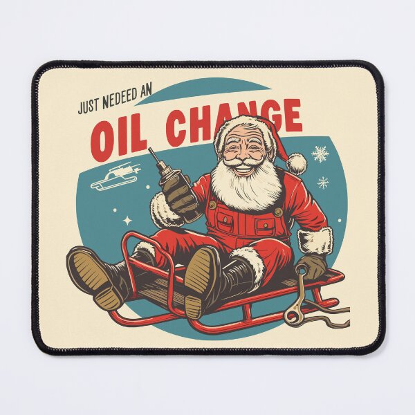 Item preview, Vintage Funny Mechanic Poster of Santa Claus Fixing Sleigh on Christmas | Just Needed an Oil Change  designed and sold by 8fifty8.