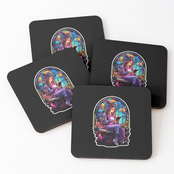 Item preview, Stained Glass Book Aesthetic, Girl Reading Book designed and sold by Desfix.