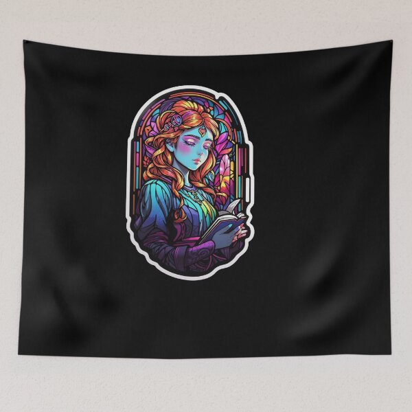Item preview, Stained Glass Book Aesthetic, Girl Reading Book designed and sold by Desfix.