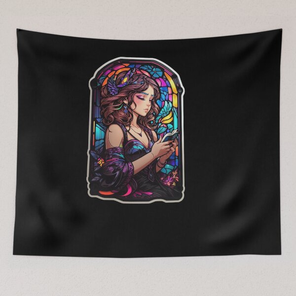 Item preview, Stained Glass Book Aesthetic, Girl Reading Book designed and sold by Desfix.