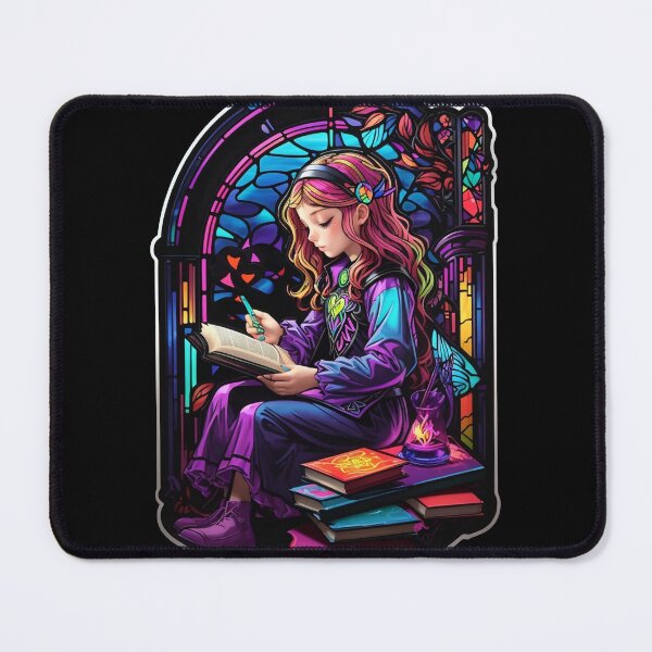 Item preview, Stained Glass Book Aesthetic, Girl Reading Book designed and sold by Desfix.