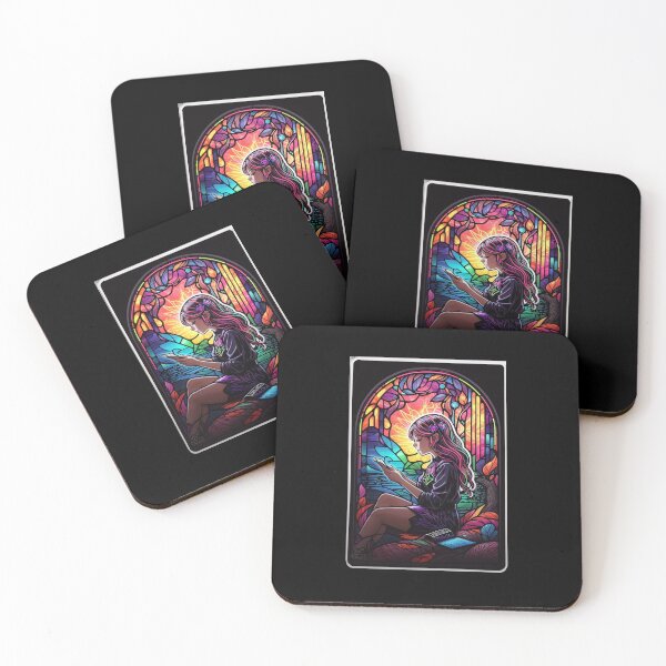 Item preview, Stained Glass Book Aesthetic, Girl Reading Book designed and sold by Desfix.