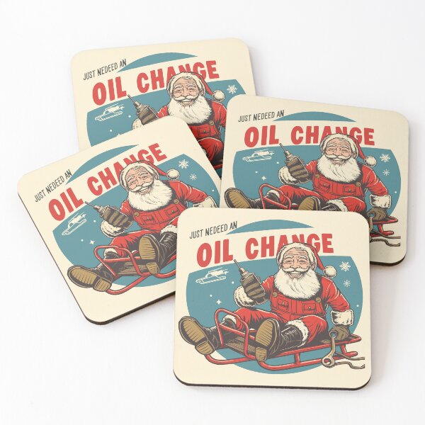 Item preview, Vintage Funny Mechanic Poster of Santa Claus Fixing Sleigh on Christmas | Just Needed an Oil Change  designed and sold by 8fifty8.