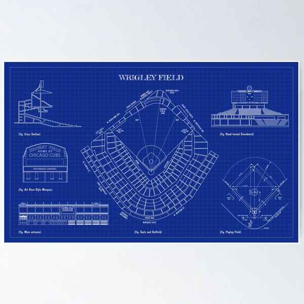 Item preview, Wrigley Field (Blueprint) designed and sold by BGALAXY.