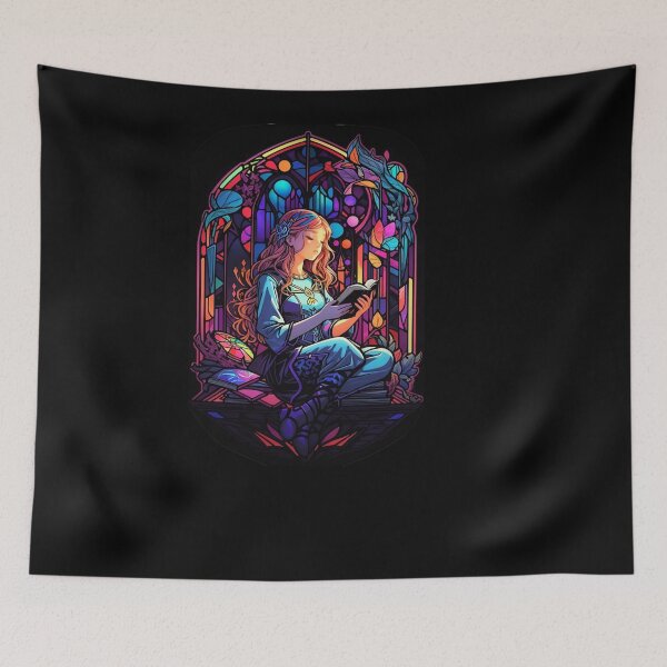 Item preview, Stained Glass Book Aesthetic, Girl Reading Book designed and sold by Desfix.