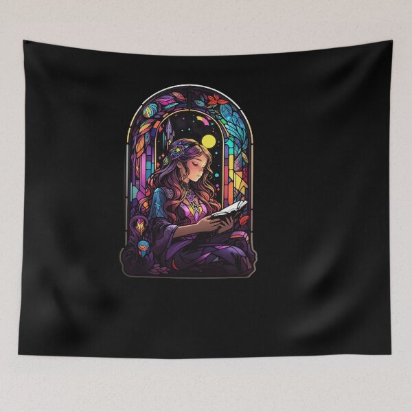 Item preview, Stained Glass Book Aesthetic, Girl Reading Book designed and sold by Desfix.