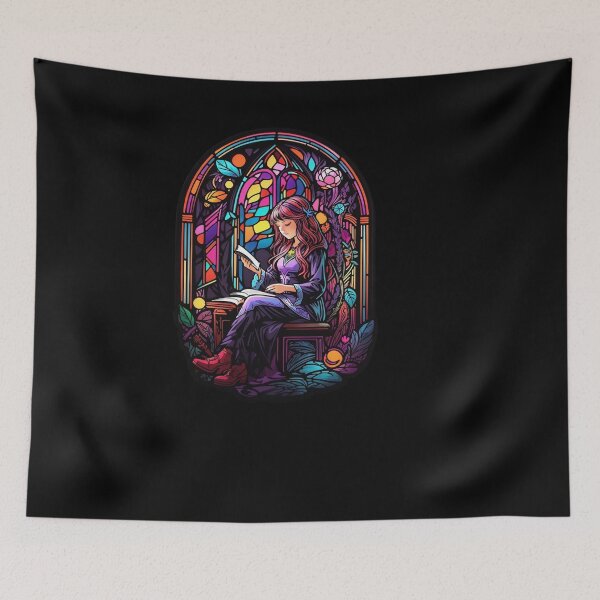 Item preview, Stained Glass Book Aesthetic, Girl Reading Book designed and sold by Desfix.