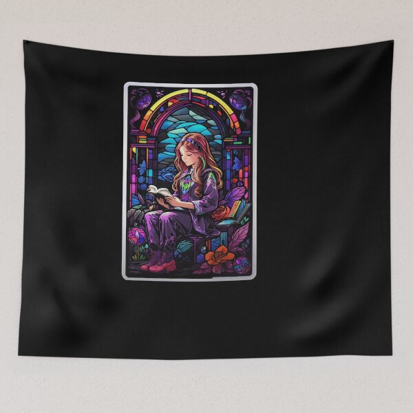 Item preview, Stained Glass Book Aesthetic, Girl Reading Book designed and sold by Desfix.