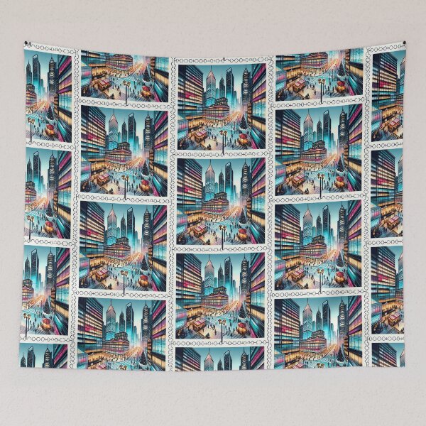 Item preview, Christmas Eve in the Bustling City designed and sold by MokkaCattern.