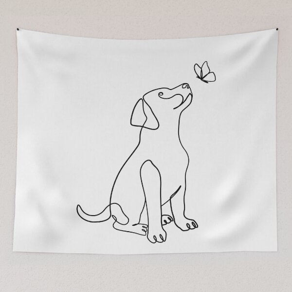 Item preview, Line Art Dog And Butterfly Shirt, Abstract Dog Drawing Tee, designed and sold by chipmuckdesignn.