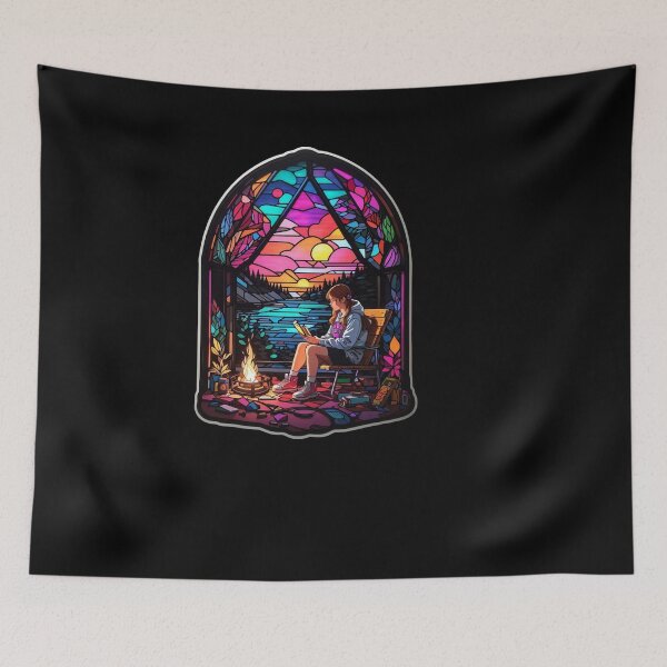 Item preview, Stained Glass Book Aesthetic, Girl Reading Book designed and sold by Desfix.