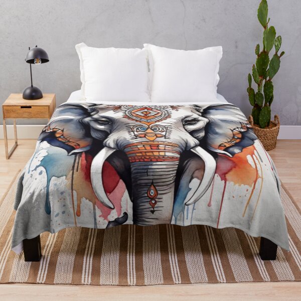 Item preview, Elephant Bird tribal watercolor designed and sold by shokA Design.