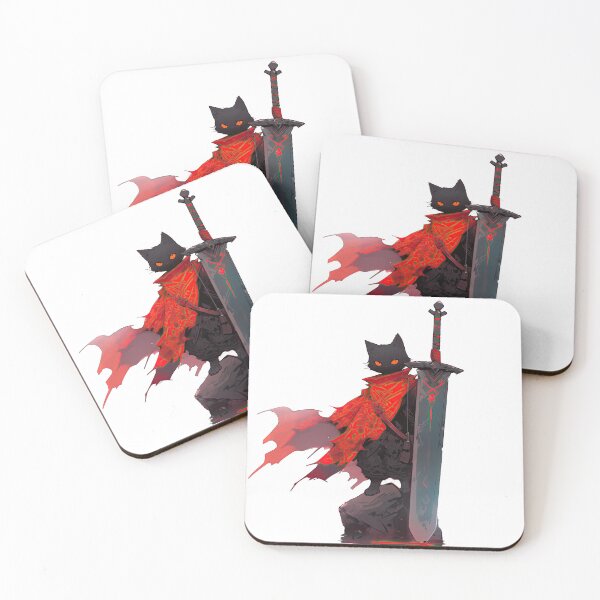 Item preview, Sword-Wielding Feline Warrior in Red designed and sold by artwaves.