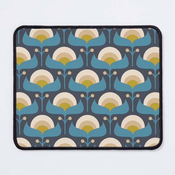 Item preview, KF 0179 A - Vintage Retro 70s Floral Pattern in Blue Green designed and sold by KhakiFinch.