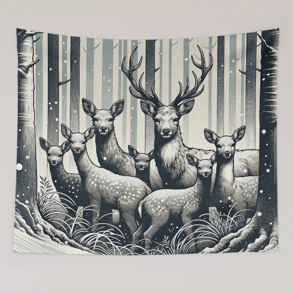 Item preview, Mystic Deer Herd Amongst Silvery Trees designed and sold by PictorialWhimsy.