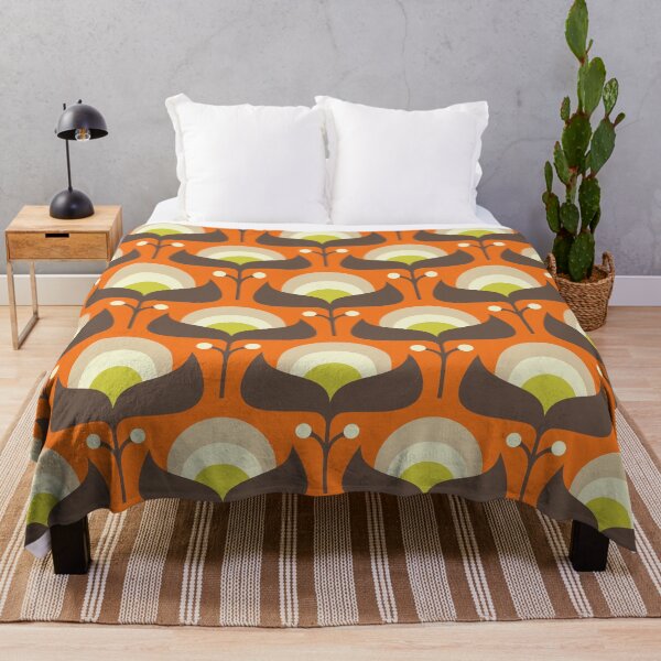 Item preview, KF 0179 B - Vintage Retro 70s Floral Pattern in Orange Brown designed and sold by KhakiFinch.