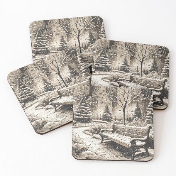 Item preview, Snowy Silence in Urban Park Scene designed and sold by PictorialWhimsy.