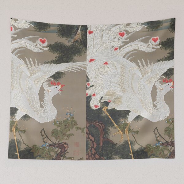 Item preview, Ito Jakuchus Old Pine Tree and White Phoenix - Enhanced Edition designed and sold by EmeraldeaArt.