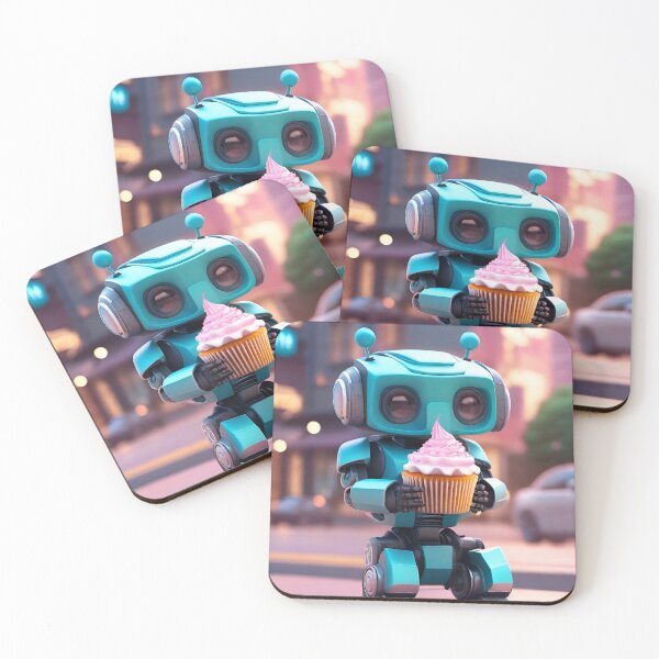 Item preview, Cute Robot with Cupcake designed and sold by HalluciGenetics.