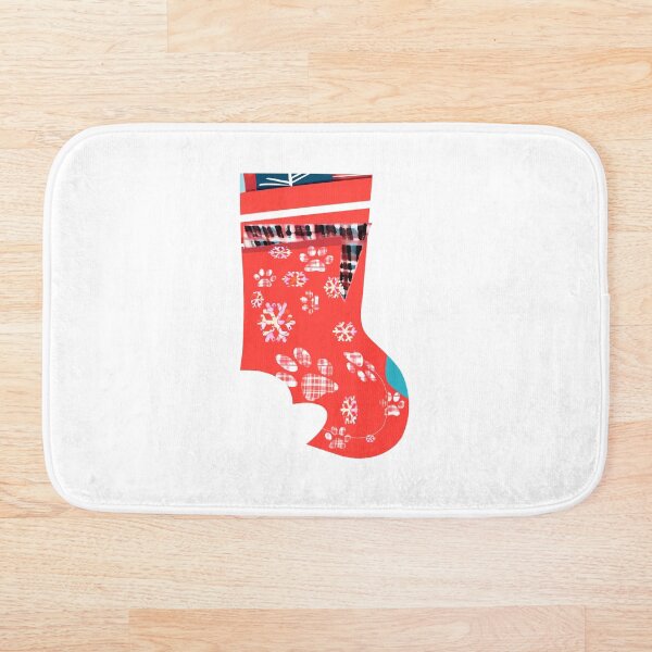 Item preview, plaid paw print in Red Christmas Snow flake stocking designed and sold by TriForceDesign.