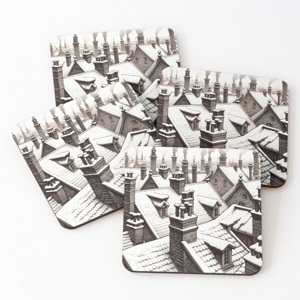 Item preview, Winter's Whisper Above Snowy Gables designed and sold by PictorialWhimsy.