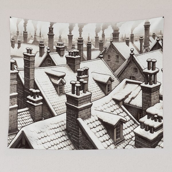 Item preview, Winter's Whisper Above Snowy Gables designed and sold by PictorialWhimsy.