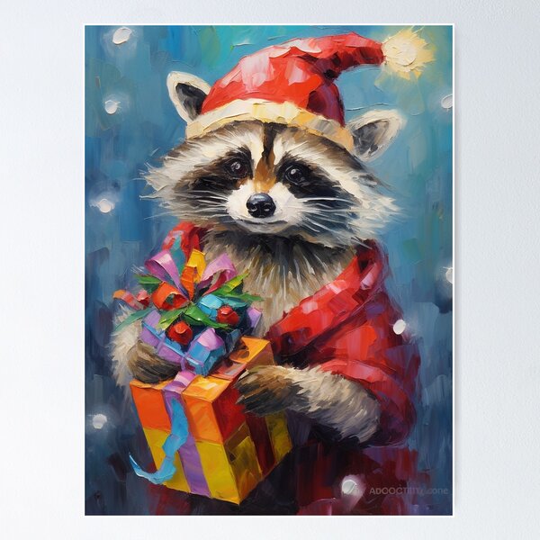 Item preview, Raccoon With Christmas Box designed and sold by TorpStore.