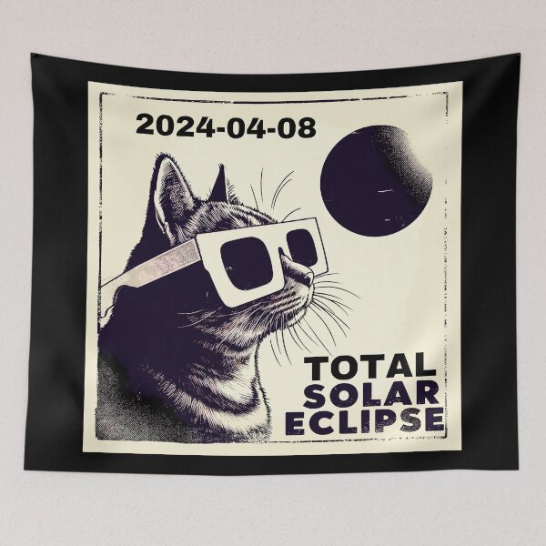Item preview, Funny Cat Total solar eclipse 2024 designed and sold by TomFrontierArt.