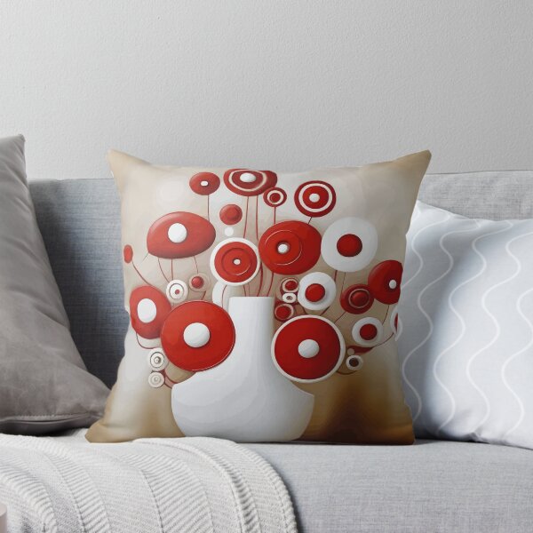 Item preview, Whimsical Red and White Abstract Flowers in a White Vase designed and sold by Vicky Brago-Mitchell®.