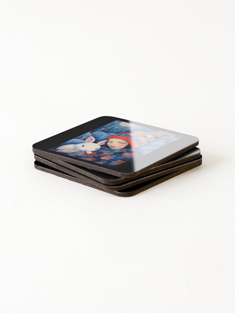 Thumbnail 4 of 5, Coasters (Set of 4), Hug The White Rabbit designed and sold by TorpStore.
